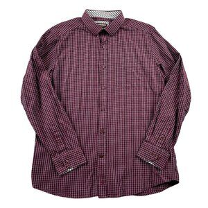 Johnston & Murphy Button Down Shirt Mens Large Maroon 100% Cotton